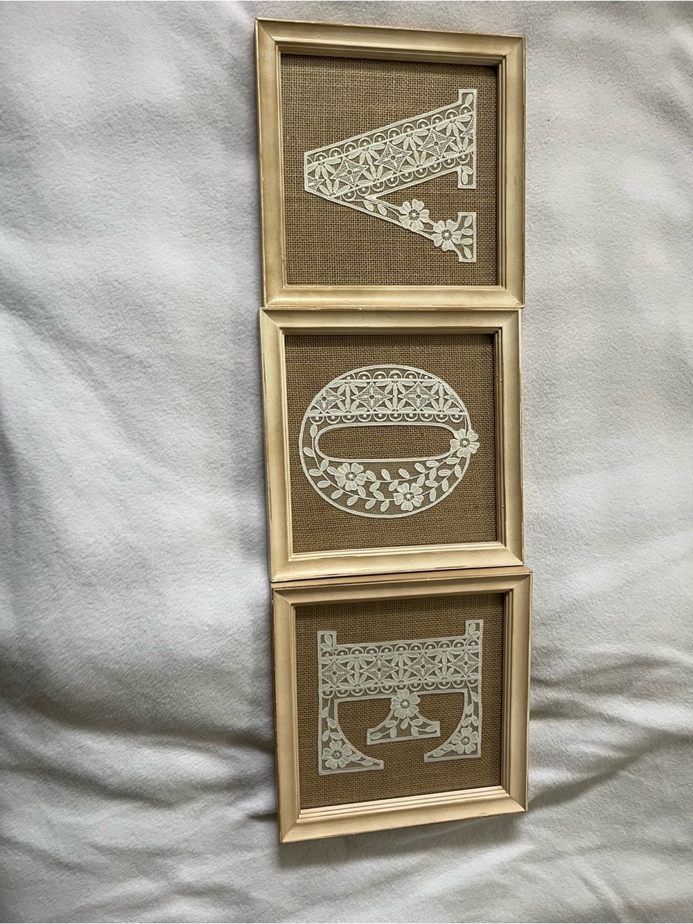 Blank Brand Beige and White 'LOVE' Wall Frame Set